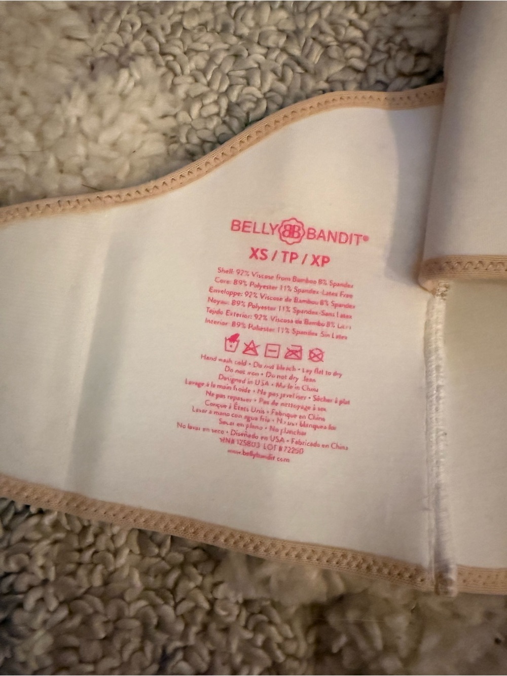 Belly Bandit Beige Postpartum Belly Wrap with Pink Logo